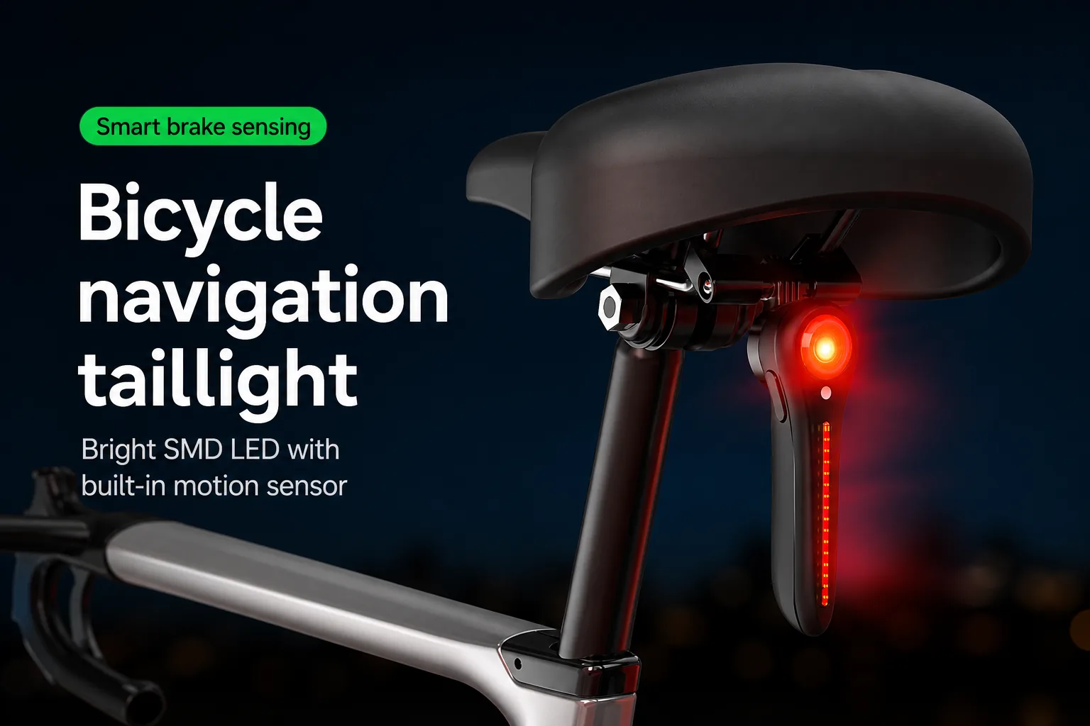 Smart bicycle taillight mounted below a saddle for low-light riding
