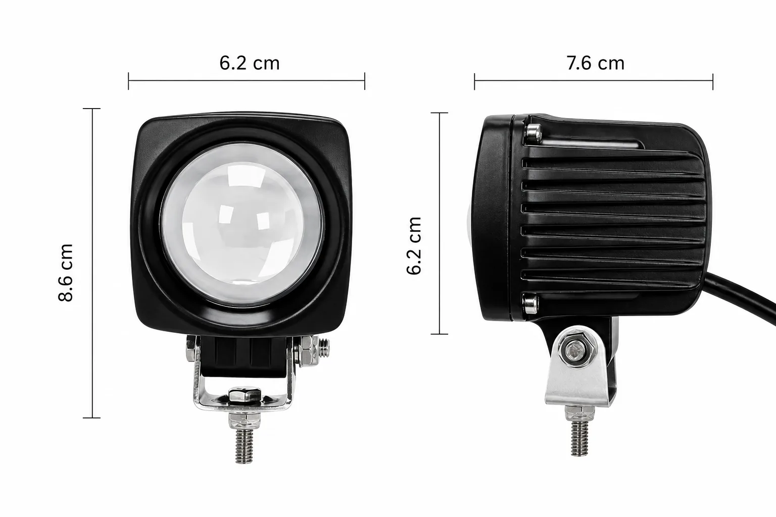 Blue spot light front and side dimensions