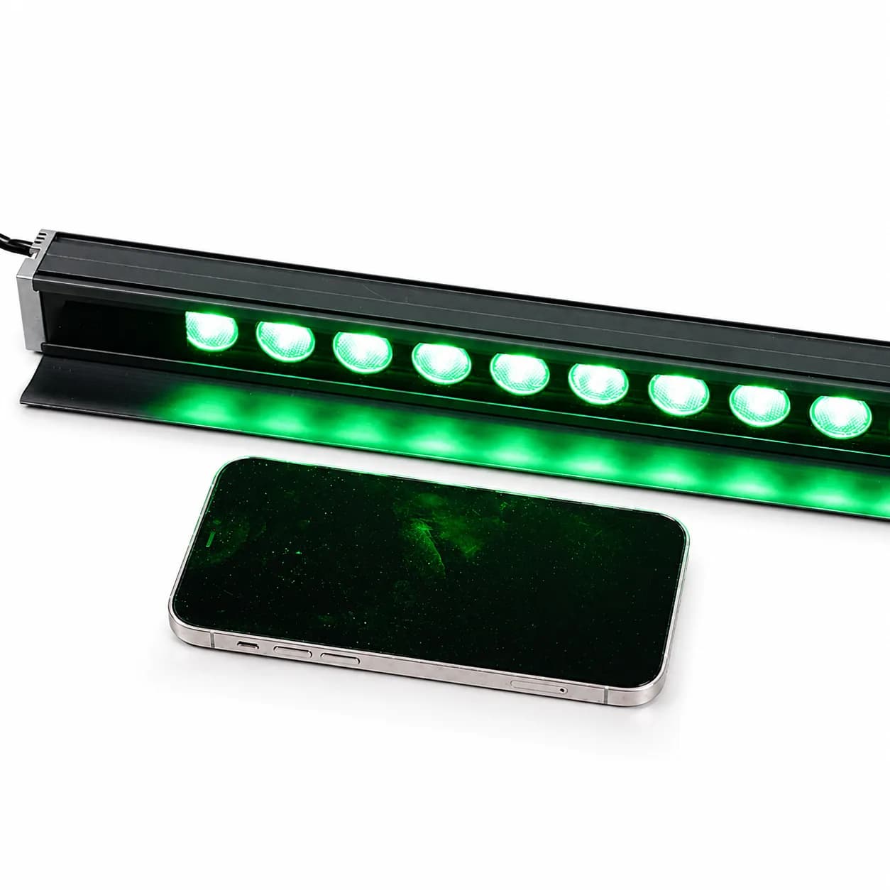 LED Dust Detection Work Light illuminating a phone surface with green dust-reveal output