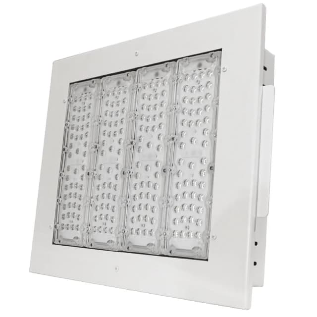 White recessed explosion-proof canopy light on a clean white background
