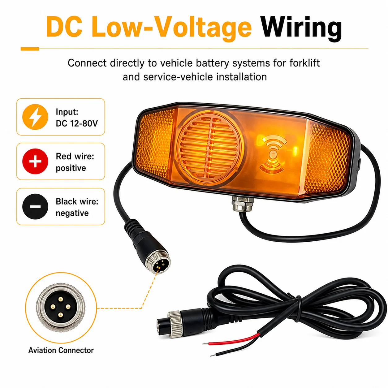 Low-voltage DC wiring board for the forklift tail warning light