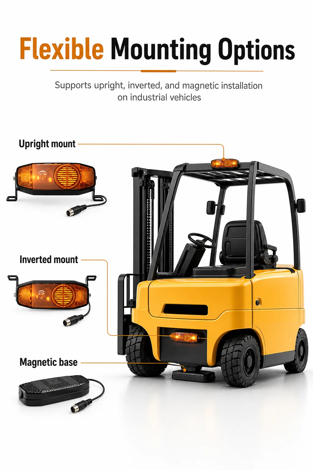 Flexible mounting options board for the forklift tail light