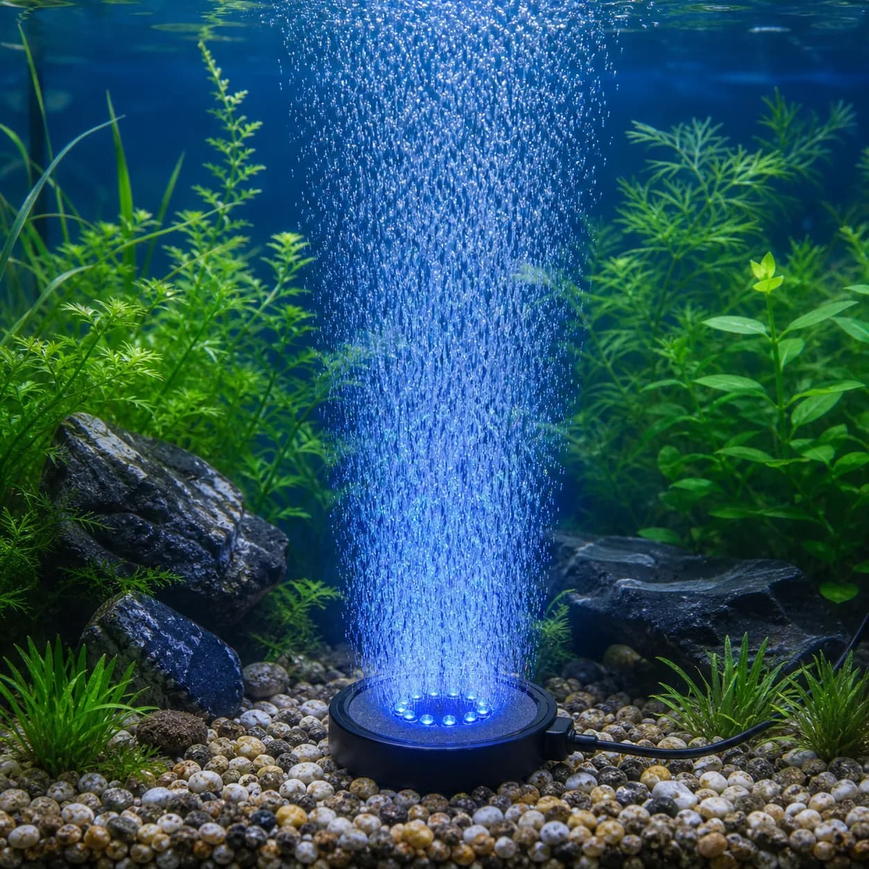 LED aquarium bubble light in use