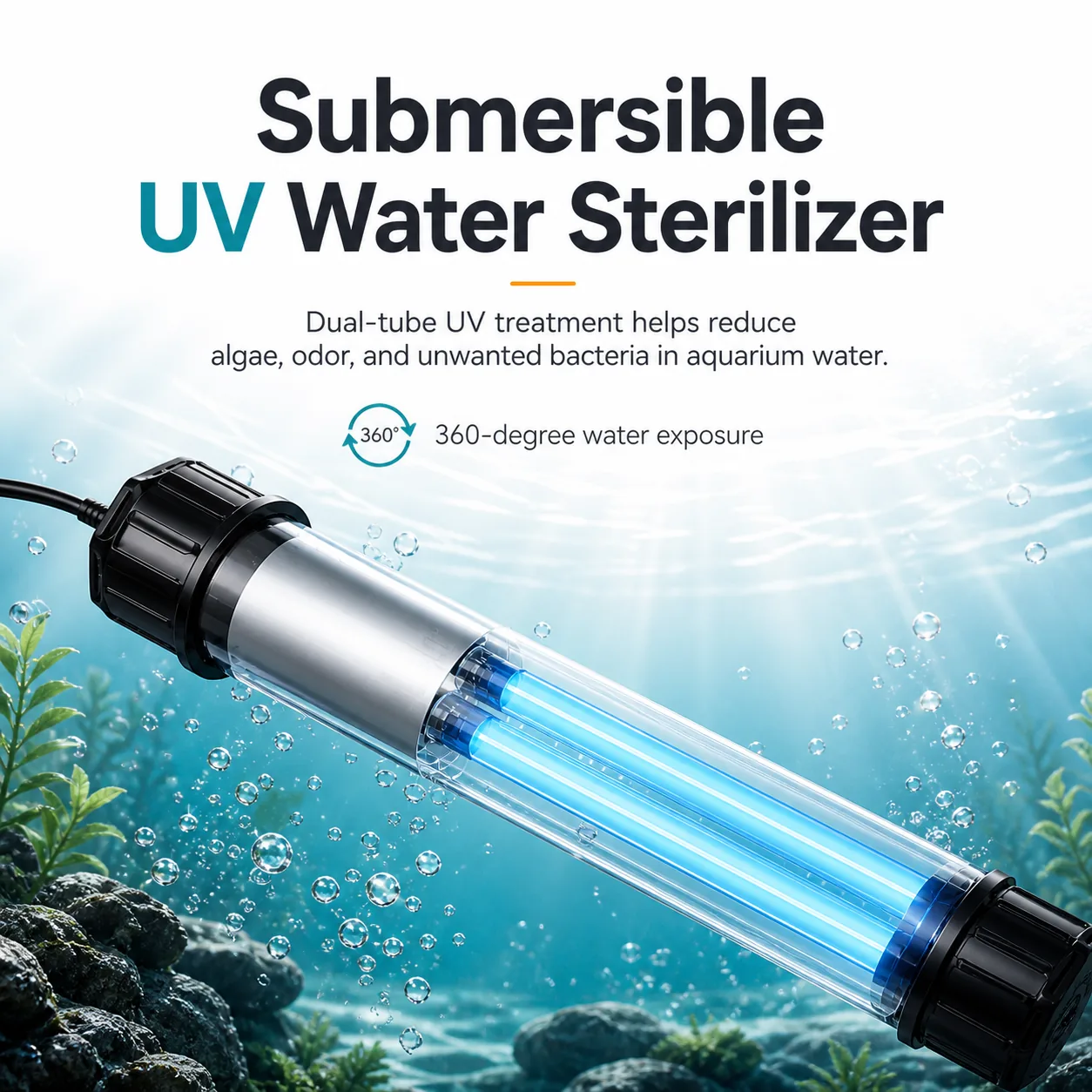 Submersible UV water sterilizer overview