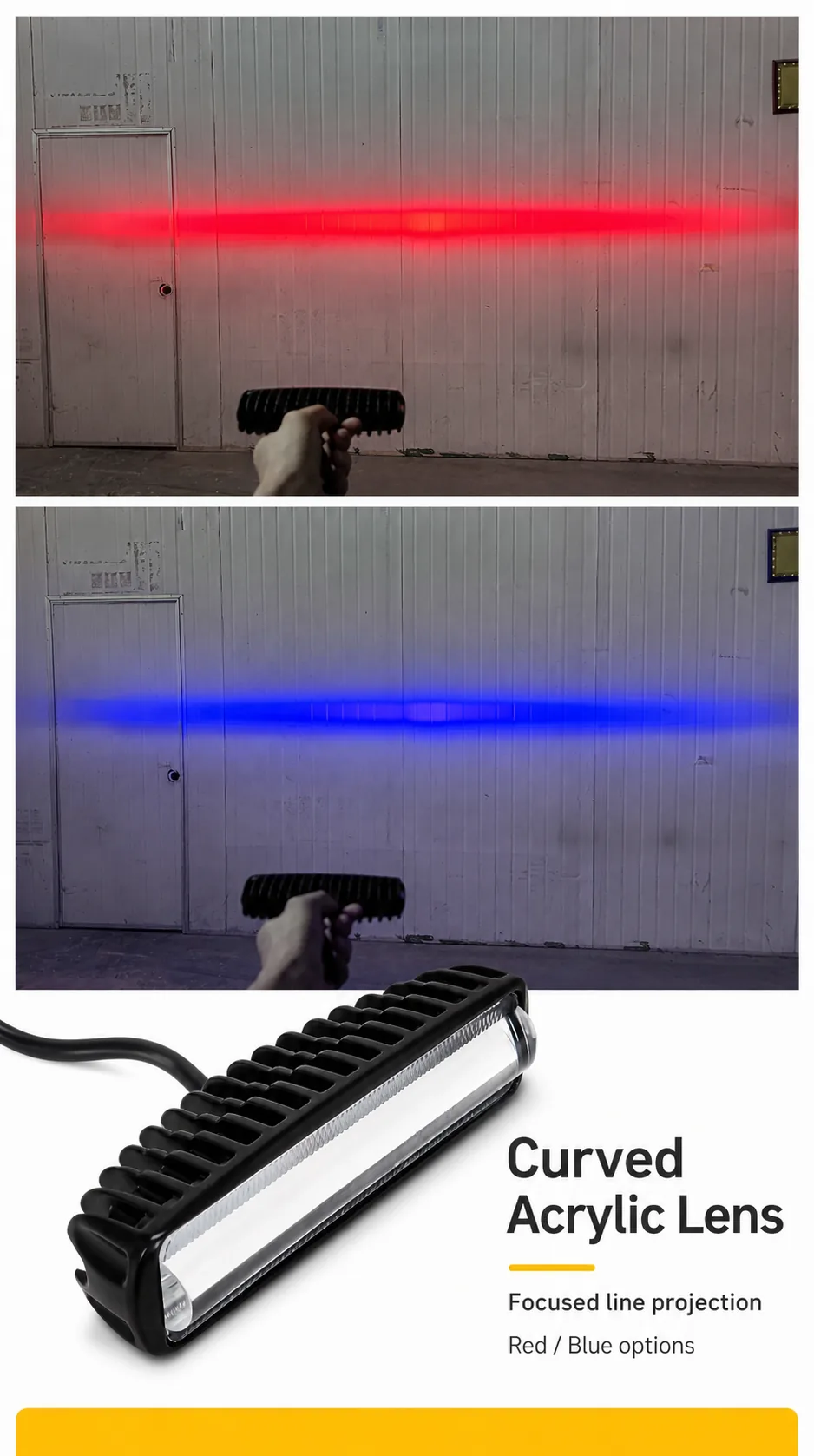 Red and blue beam comparison board for the line warning light