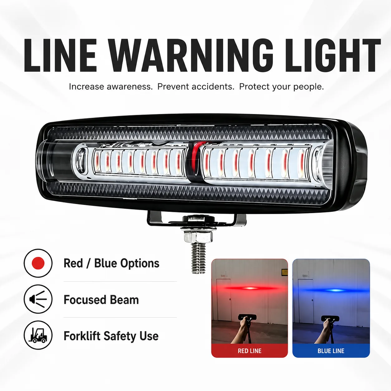 English feature board for the forklift line warning light
