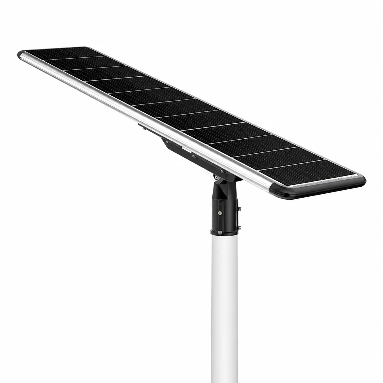 All-in-one solar street light on a white background