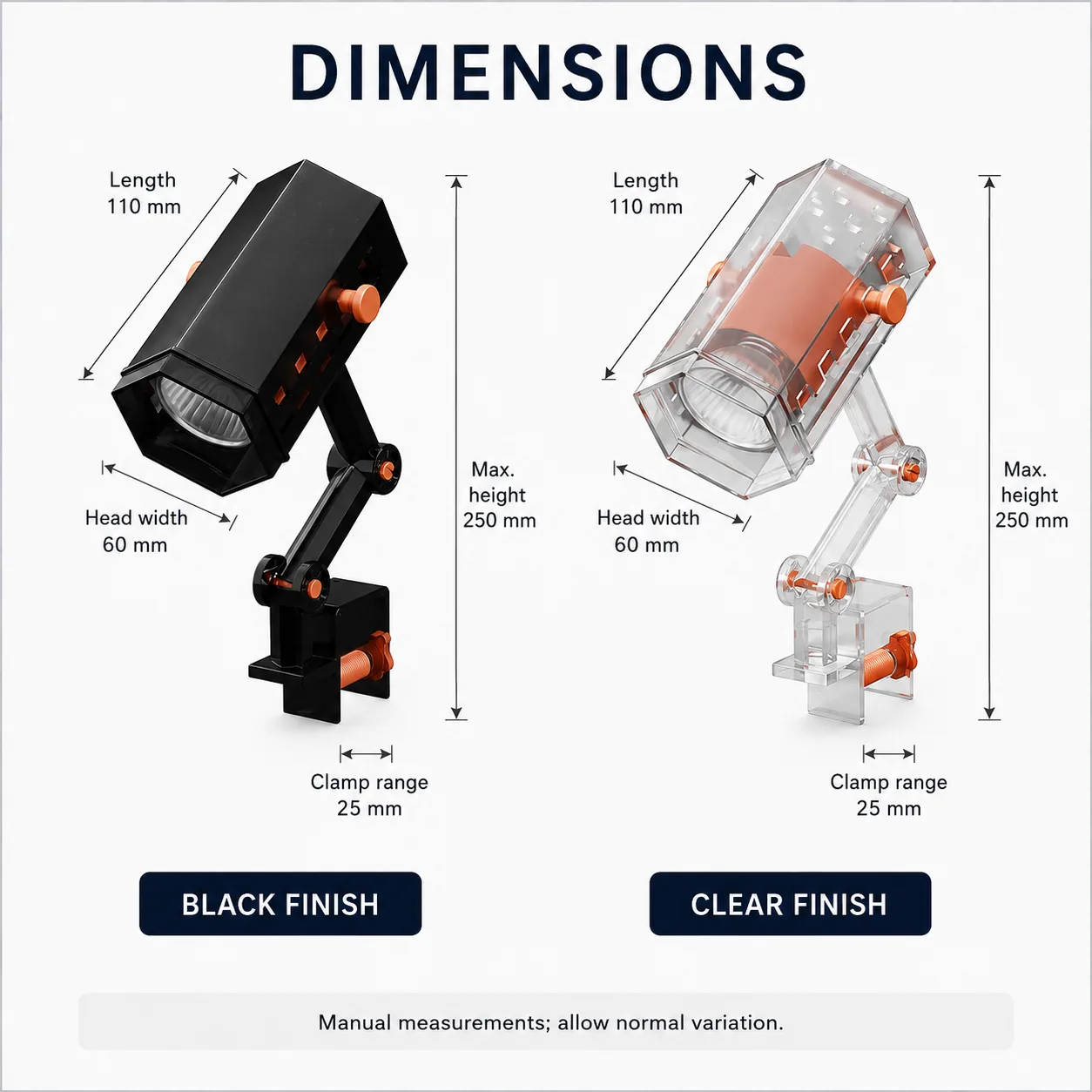 Black and clear turtle basking heating lamp dimensions