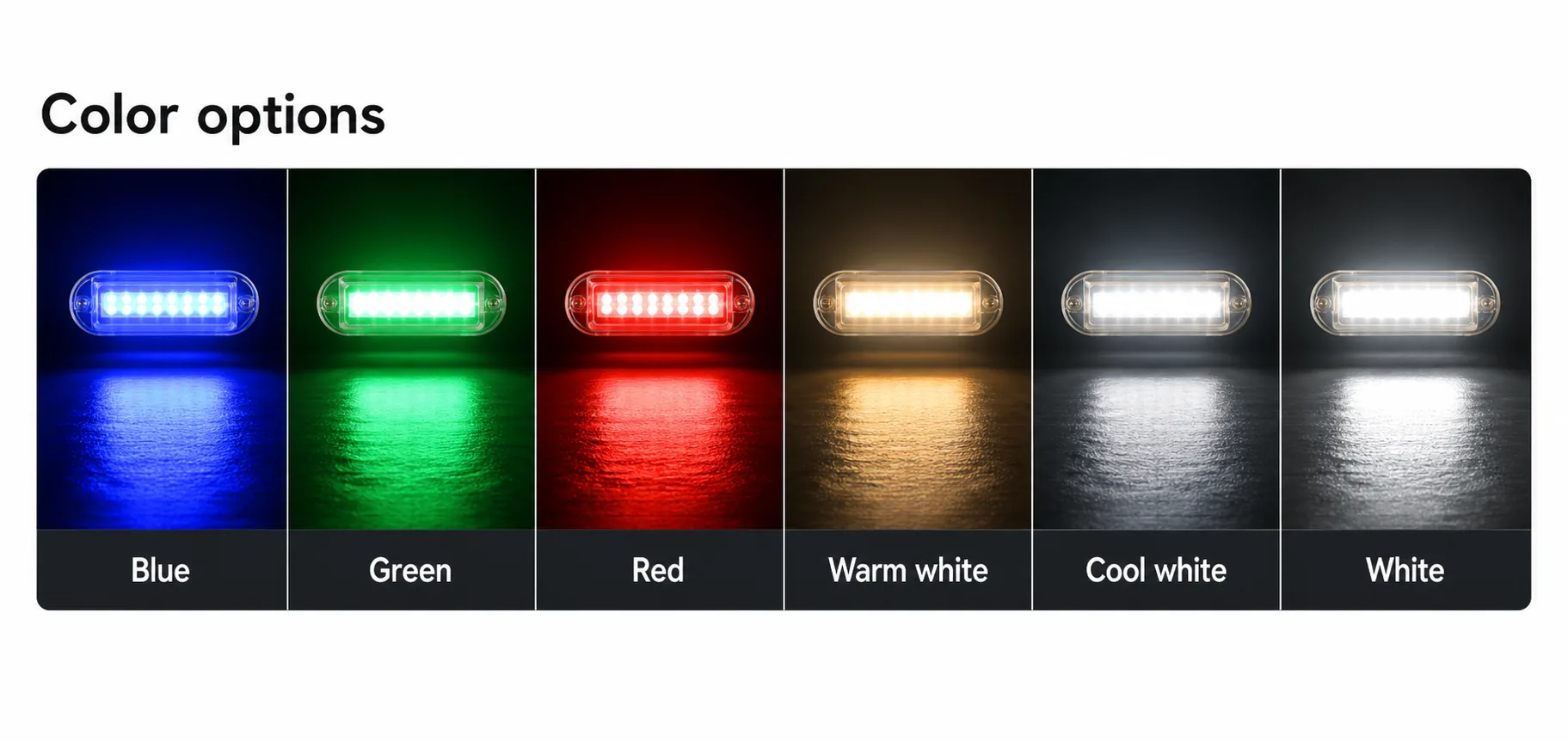 Color options board for the underwater light