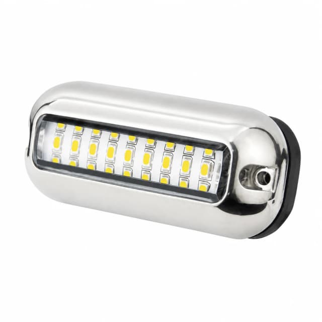 316 stainless steel underwater light on a pure white background